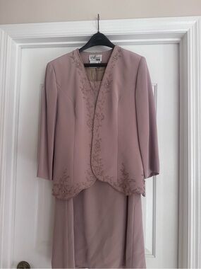 Avanti Dusty Mauve Beaded Skirt Suit